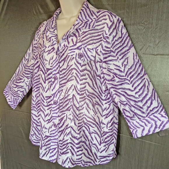 Drapers & Damon's Blouse, Button front, 44 inch bust, Sz L, Poly/Rayon/Linen mix - Picture 12 of 17